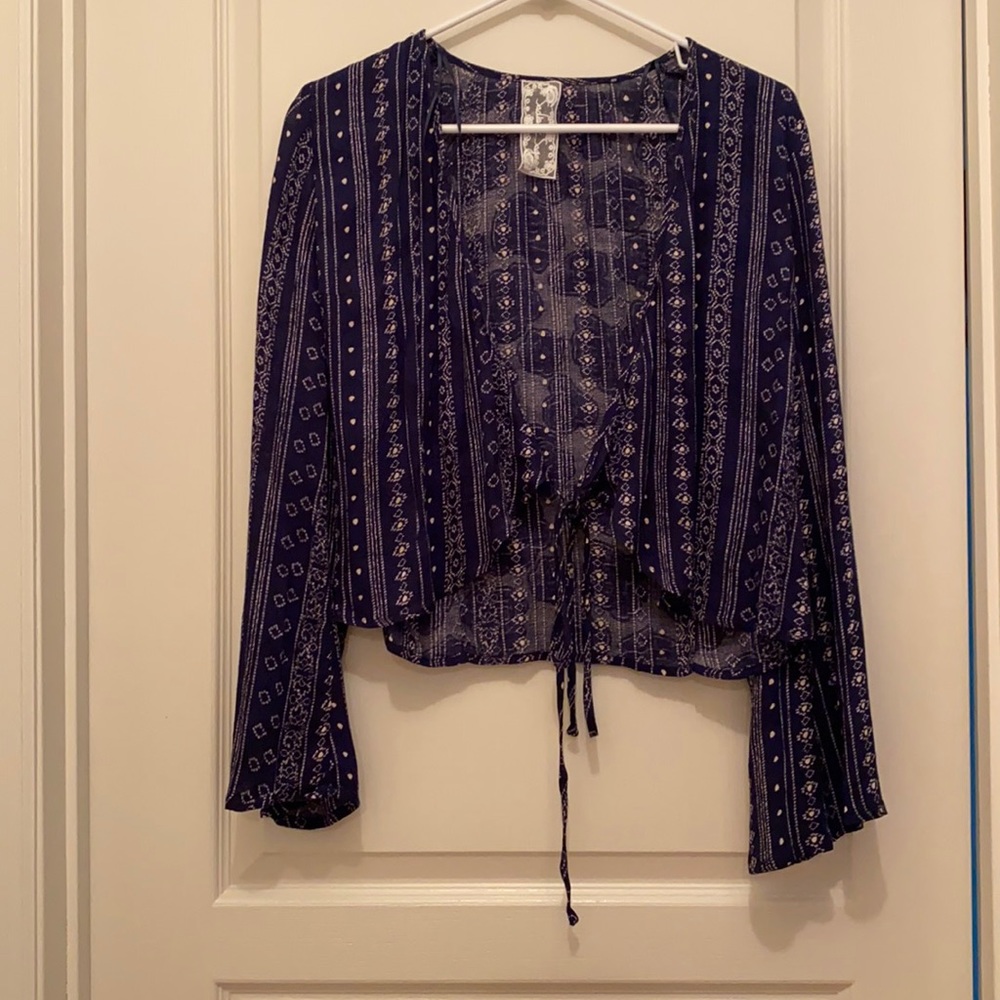 Bell sleeve wrap shirt